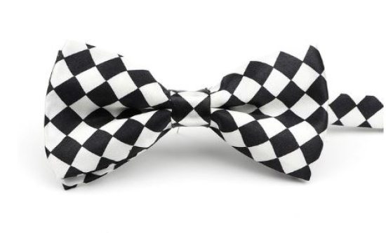 Stoff Fliege schwarz weiß Schachbrett bow tie